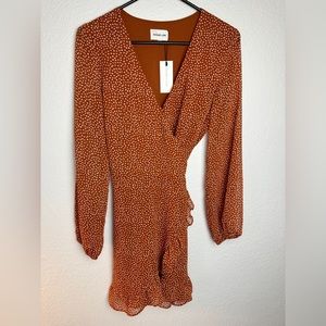 New with Tags Sugar + Lips Orange and White Polka Dot Wrap Dress. Size Small